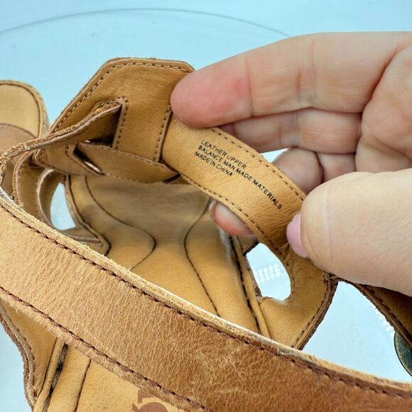 Born Bernese Womens Sandal Size 10 Brown Leather Wedge Heel Open Toe Retro Caged - Picture 12 of 14